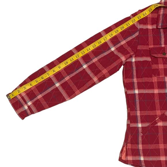BIT & BRIDLE L Quilted Shirt Jacket Shacket Snap Chest Pockets Plaid Flannel - Picture 5 of 6